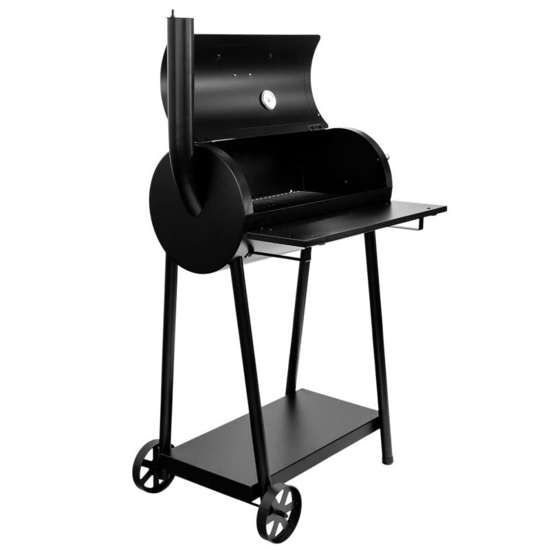Grill węglowy Mega-M ogrodowy beczkowy z kominkiem i stolikiem 1szt.