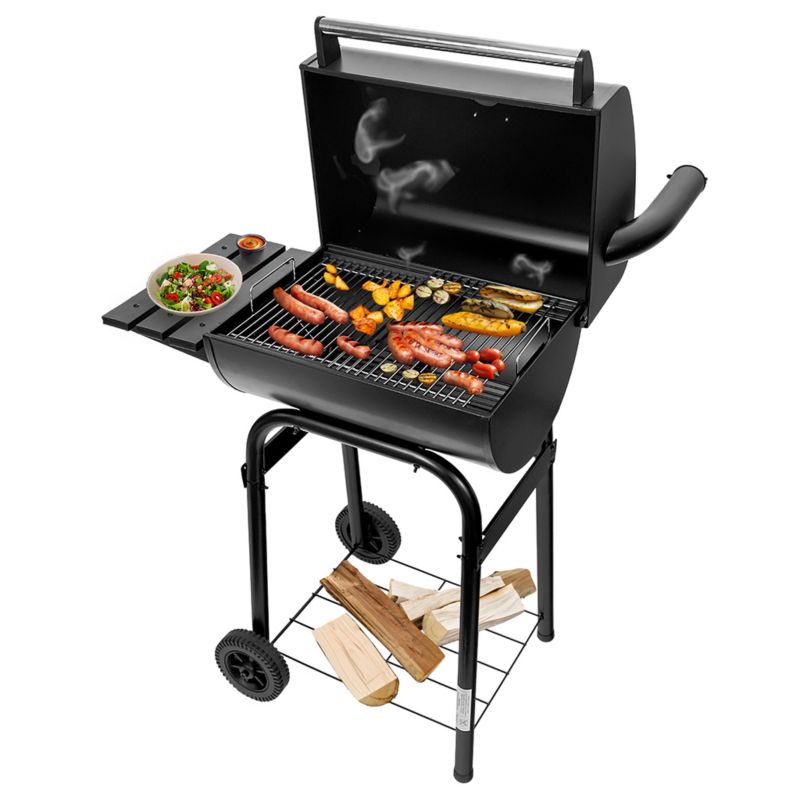 Grill węglowy Mega-M ogrodowy z pokrywą i  kominem chromowany ruszt 1szt.
