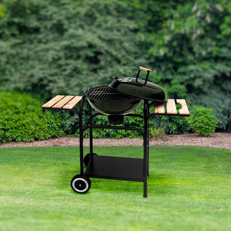 Grill Węglowy Mirpol 1451 cm² Kulisty Ogrodowy Pokrywa z Regulacją, Czarny 1 szt.