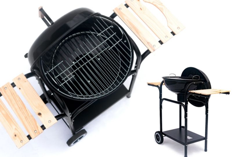 Grill Węglowy Mirpol 1451 cm² Kulisty Ogrodowy Pokrywa z Regulacją, Czarny 1 szt.