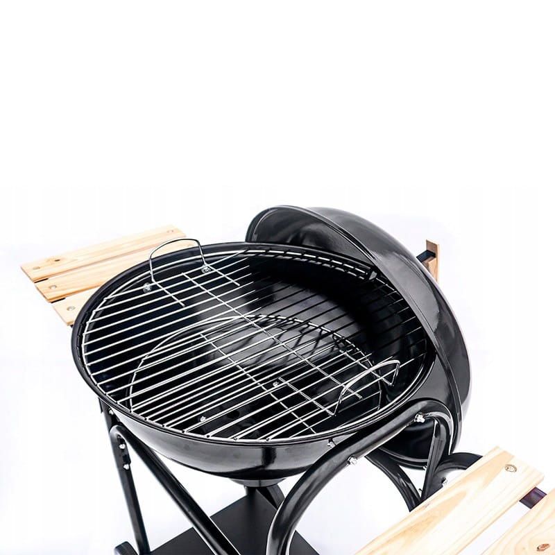 Grill Węglowy Mirpol 1451 cm² Kulisty Ogrodowy Pokrywa z Regulacją, Czarny 1 szt.