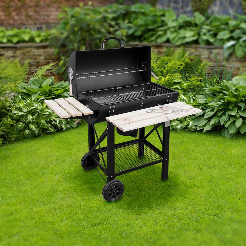 Grill Węglowy Mirpol 2450 cm2 Ogrodowy Pokrywa z Termometrem, Czarny 1 szt.