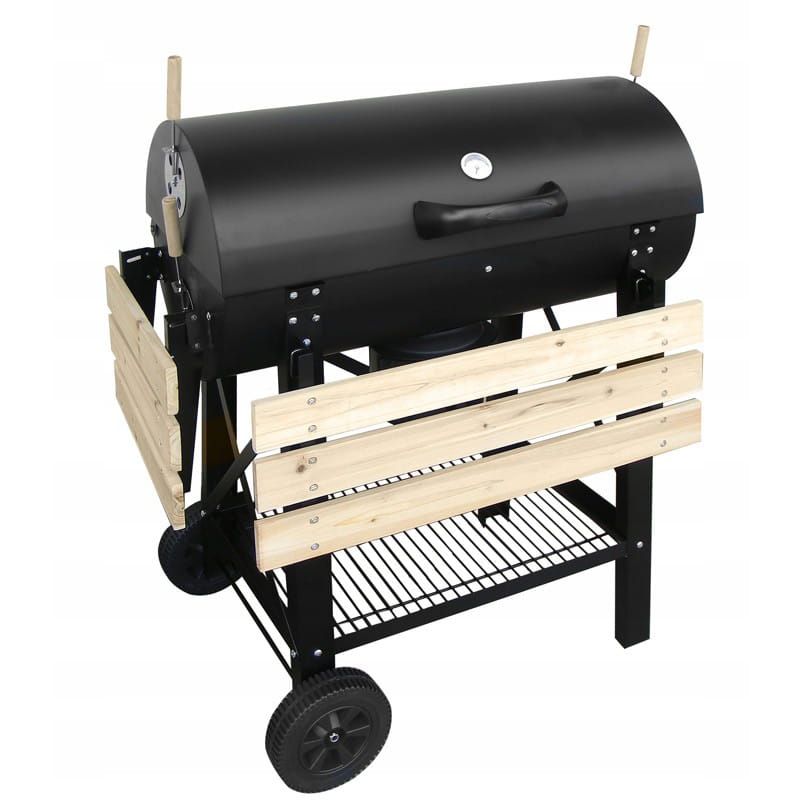 Grill Węglowy Mirpol 2450 cm2 Ogrodowy Pokrywa z Termometrem, Czarny 1 szt.