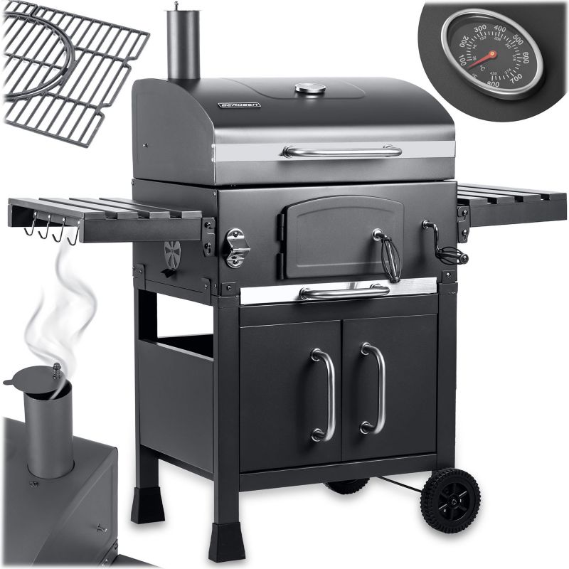 Grill węglowy ogrodowy Berdsen BD-893 komin żeliwny ruszt z pokrywą popielnik termometr 1 szt.