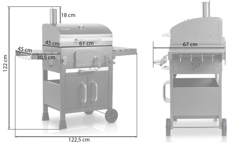 Grill węglowy ogrodowy Berdsen BD-893 komin żeliwny ruszt z pokrywą popielnik termometr 1 szt.