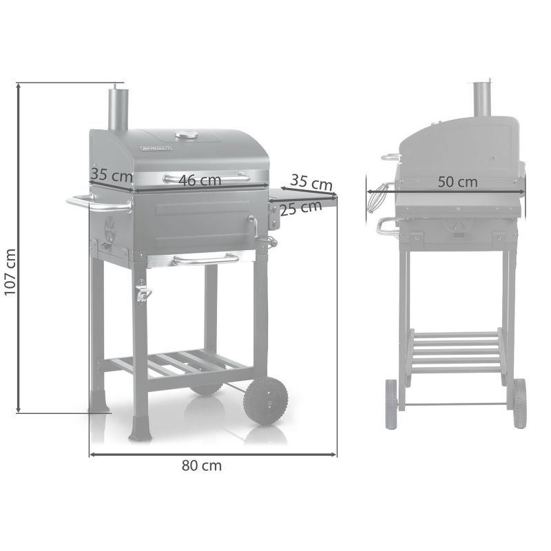 Grill węglowy ogrodowy Berdsen BD-894 komin stalowy ruszt 57x43 cm + termometr duży 1szt.