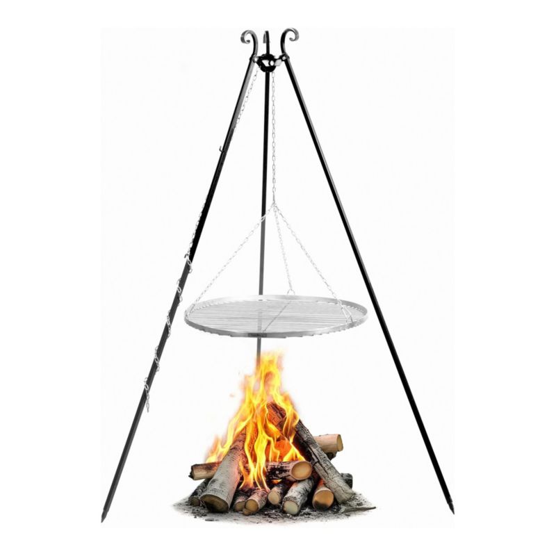 Grill wiszący trójnóg COOK KING 180 cm ruszt 60 cm nierdzewny ogrodowy nad ognisko do kociołka i pieczenia polska produkcja 1 szt.