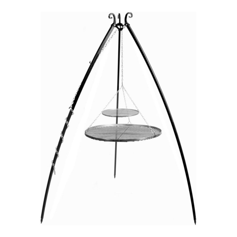 Grill wiszący trójnóg COOK KING 200 cm 2 ruszty 70 cm i 40 cm nad palenisko i ognisko do kociołka i pieczenia producent 1 szt.