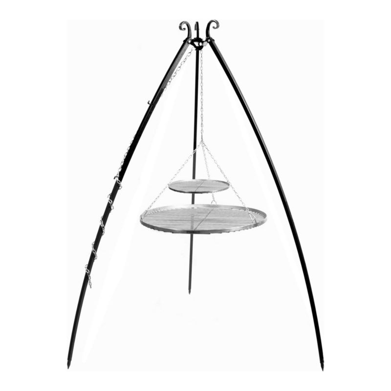 Grill wiszący trójnóg COOK KING 200 cm 2 ruszty 70 cm i 40 cm nierdzewne nad ognisko do kociołka i pieczenia producent 1 szt.