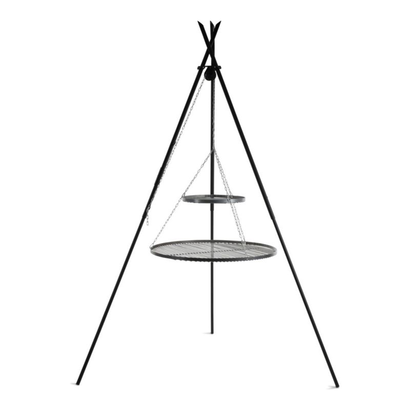 Grill wiszący trójnóg COOK KING 210 cm Tipi 2 ruszty 80 cm i 40 cm na palenisko ogrodowe do kociołka i pieczenia producent 1 szt.