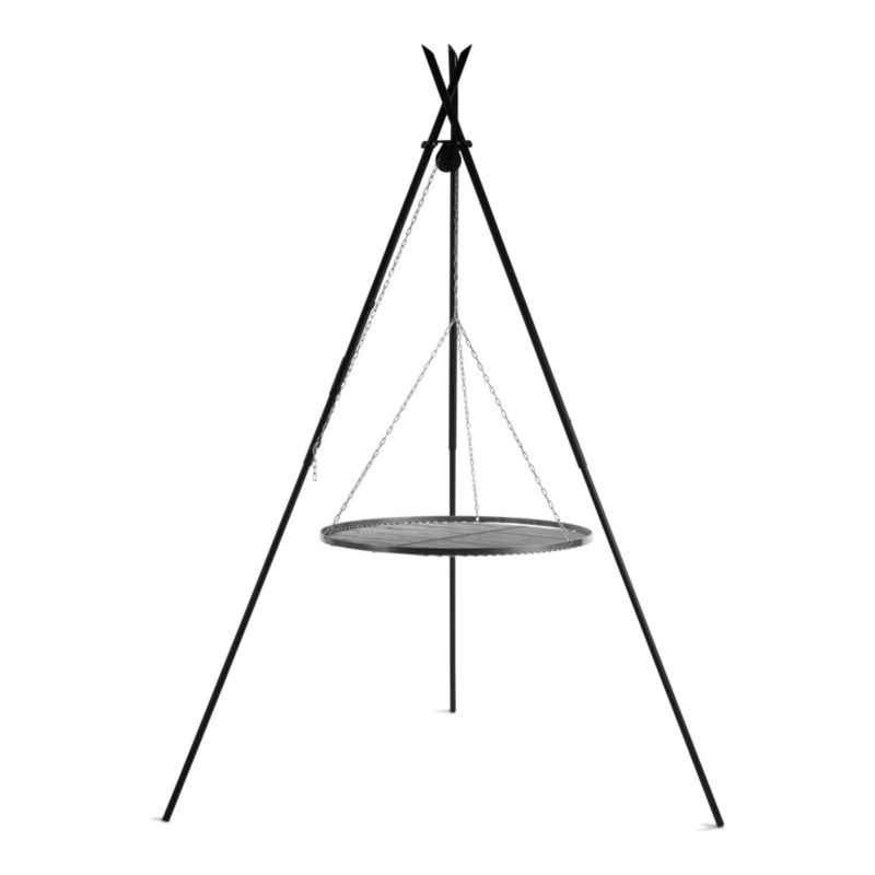 Grill wiszący trójnóg COOK KING 210 cm Tipi ruszt 80 cm nad ognisko palenisko ogrodowe do kociołka i pieczenia solidny 1 szt.