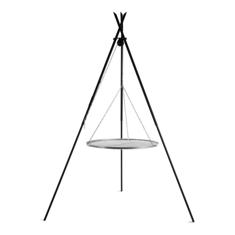 Grill wiszący trójnóg COOK KING 210 cm Tipi ruszt 80 cm nierdzewny ognisko palenisko do kociołka i pieczenia solidny 1 szt.