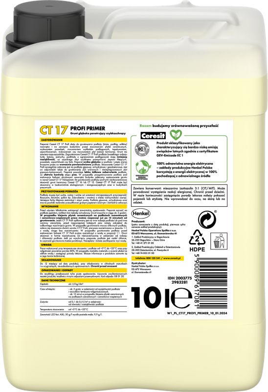 Grunt głęboko penetrujący Ceresit CT 17 10 l