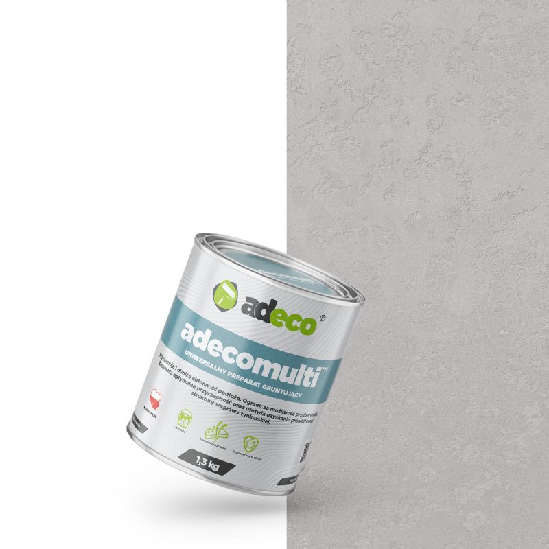 Grunt szczepny Adecomulti z kwarcem pod beton architektoniczny 1,3 kg kolor Inox jasny szary 1 szt.