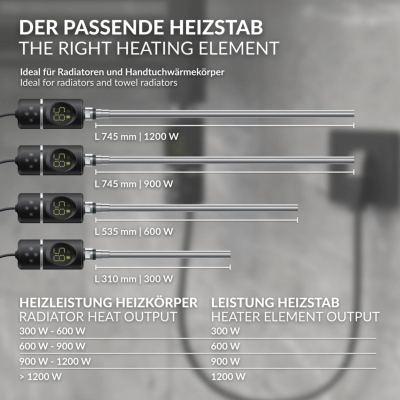 Grzałka elektryczna LuxeBath 300W czarna termostat timer wyświetlacz cyfrowy elektroniczny regulator temperatury wkład wtyk 1 szt