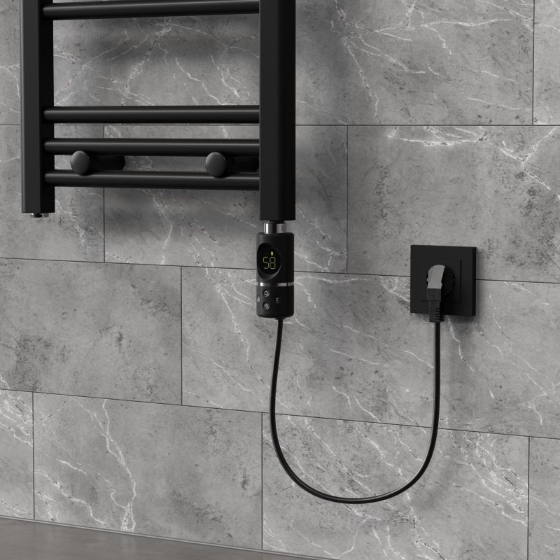Grzałka elektryczna LuxeBath 300W czarna termostat timer wyświetlacz cyfrowy elektroniczny regulator temperatury wkład wtyk 1 szt