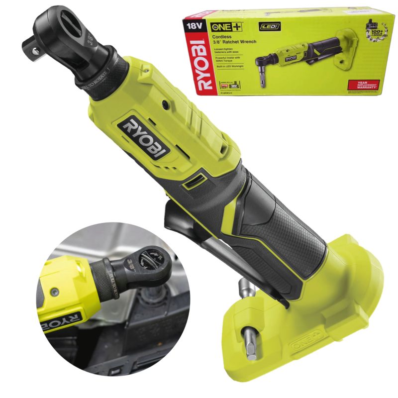 Cliquet à Batterie Ryobi R18RW3-0 – 18V, ⅜ Pouce, Couple 60Nm, Batterie 2,5Ah (kit Quadro)