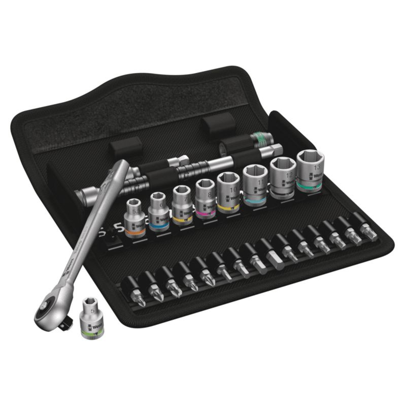 Grzechotka Wera Zyklop Metal z przekładanym zabierakiem 1/4" w zestawie metrycznym, 28 części, 05004017001, 1szt.