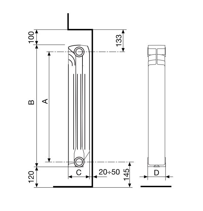 Grzejnik aluminiowy Fondital EXTRATHERMSERIR SUPER B4 500/100 10 żeberek 1 szt.