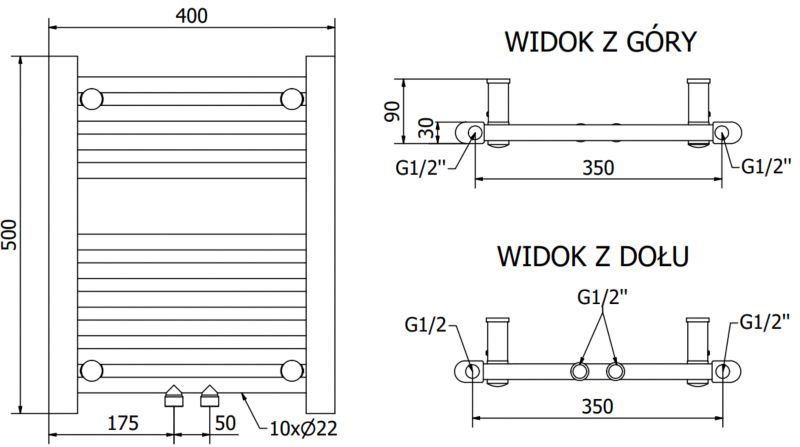 Grzejnik łazienkowy drabinkowy Mexen Mars antracyt  W110-0500-400-00-66 1 szt.