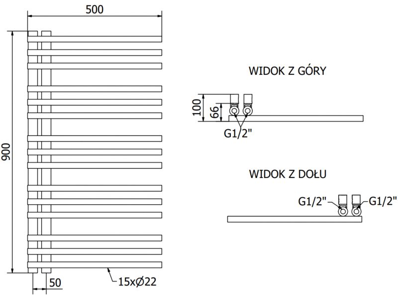 Grzejnik łazienkowy drabinkowy Mexen Neptun antracyt  W101-0900-500-00-66 1 szt.