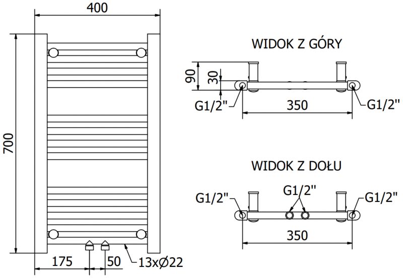 Grzejnik łazienkowy Mexen Mars antracyt  W110-0700-400-00-66 1 szt.