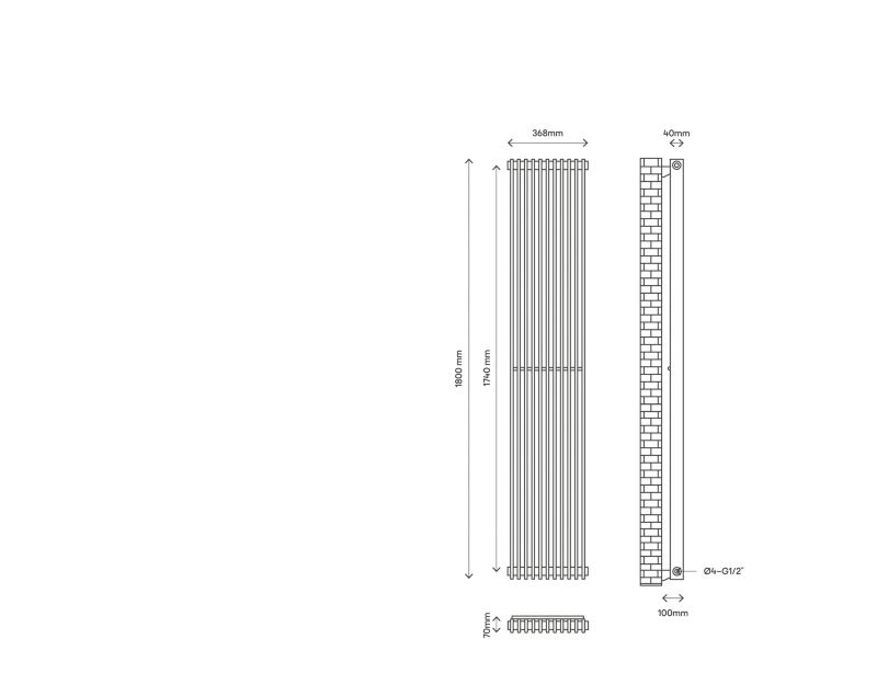 Grzejnik dekoracyjny GoodHome Kensal 180 x 36 cm biały