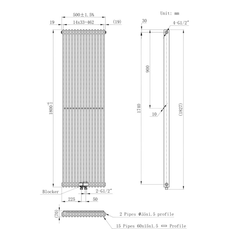 Grzejnik dekoracyjny GoodHome Kensal 180 x 50 cm biały