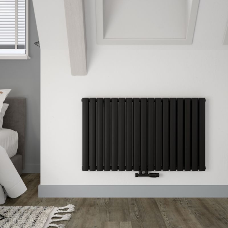 Grzejnik dekoracyjny GoodHome Wickham podwójny 60 x 100 cm czarny
