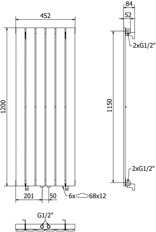 Grzejnik dekoracyjny Mexen Boston antracyt  W213-1200-452-00-66 1 szt.