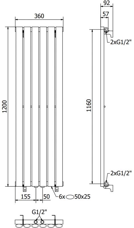 Grzejnik dekoracyjny Mexen Oregon antracyt  W202-1200-350-00-66 1 szt.