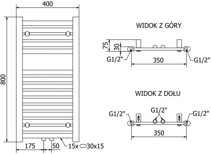 Grzejnik drabinkowy Mexen Hades antracyt  W104-0800-400-00-66 1 szt.