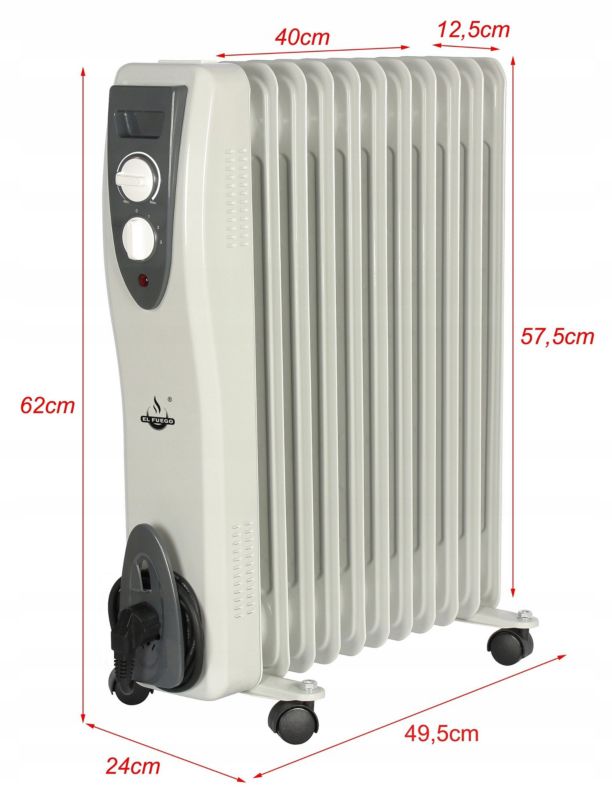 Grzejnik elektryczny EL FUEGO 11żeber 2500w 1szt