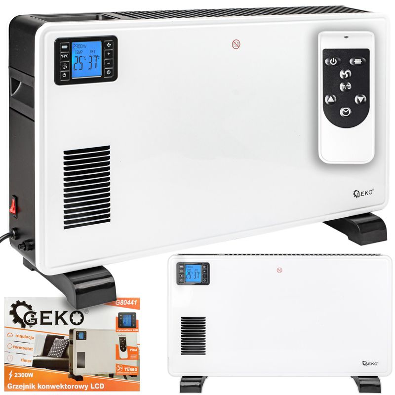 Grzejnik elektryczny GEKO konwektorowy termostat LCD pilot 2300W 1szt.