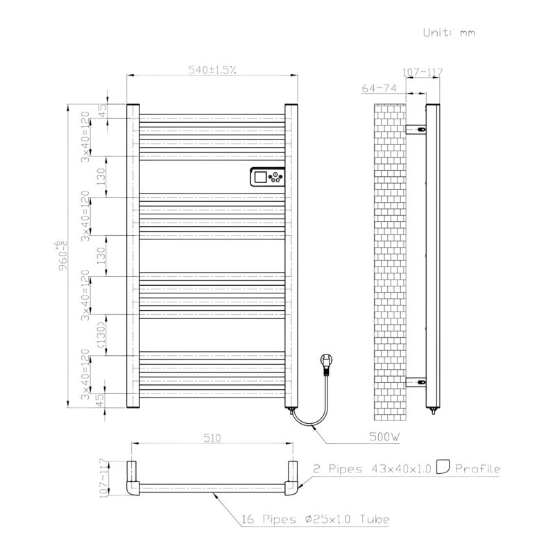 Grzejnik elektryczny GoodHome Melton 96 x 54 cm 500 W biały