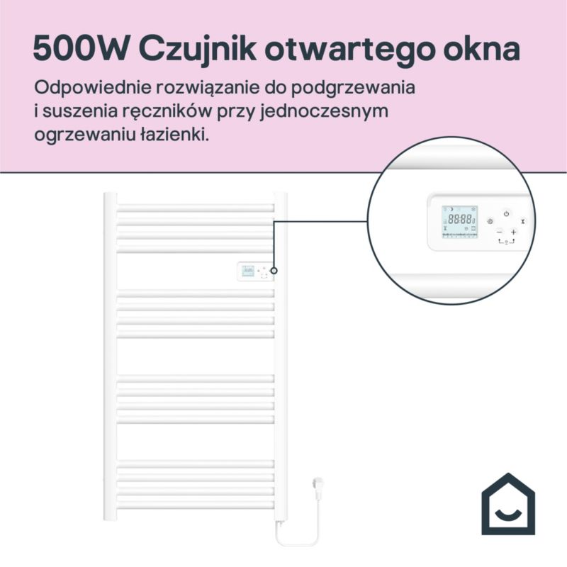 Grzejnik elektryczny GoodHome Melton 96 x 54 cm 500 W biały