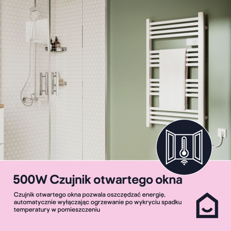 Grzejnik elektryczny GoodHome Melton 96 x 54 cm 500 W biały