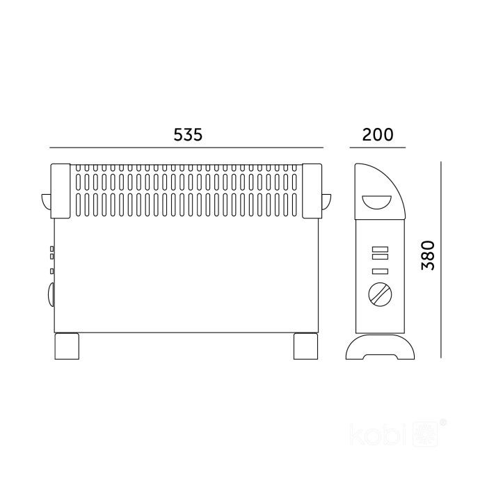 Grzejnik elektryczny Kobi 2000W Tutrbo czarny 1szt.