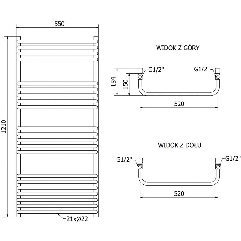 Grzejnik elektryczny Mexen Apollo czarny 1210x550 mm 1 szt.