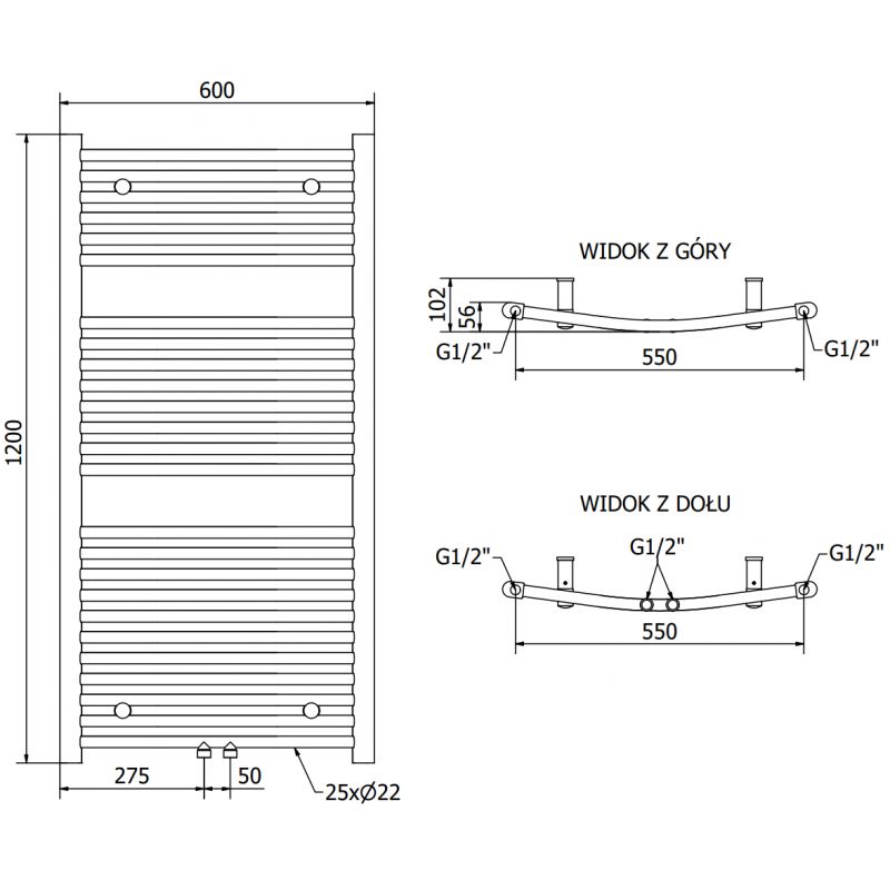 Grzejnik elektryczny Mexen Ares biały 1200x600mm 1 szt.