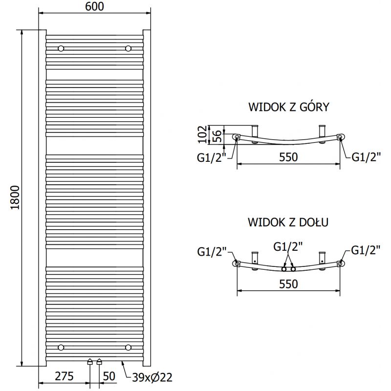 Grzejnik elektryczny Mexen Ares biały 1800x600 mm 1 szt.