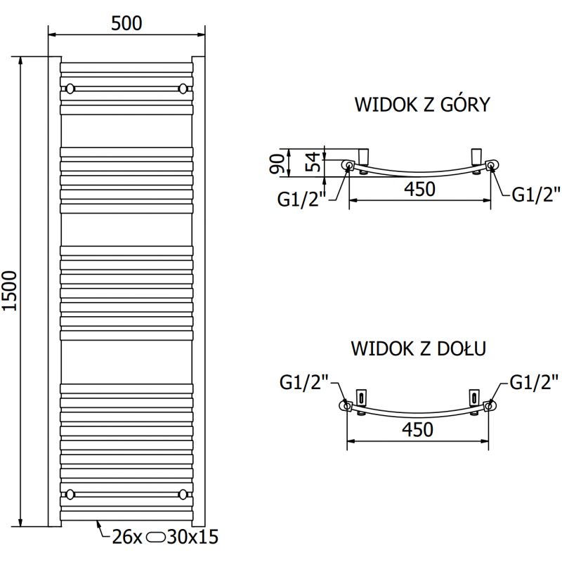 Grzejnik elektryczny Mexen Helios antracyt 1500x500 mm 1 szt.