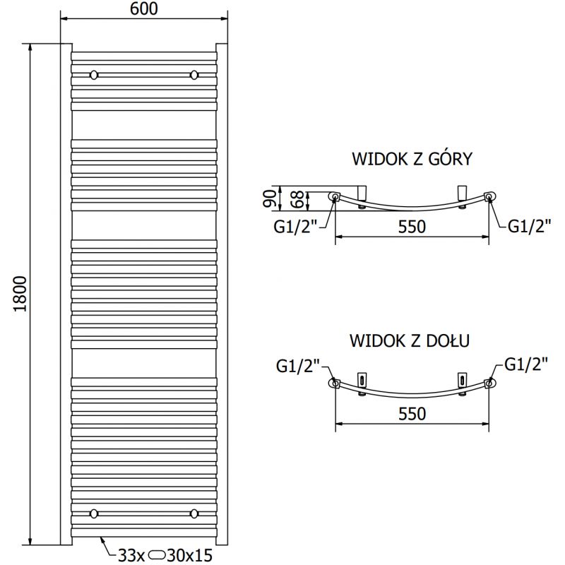 Grzejnik elektryczny Mexen Helios czarny 1800 x 600 mm 1 szt.