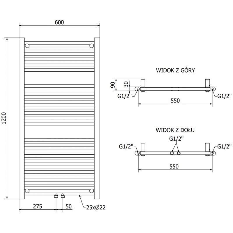 Grzejnik elektryczny Mexen Mars antracytowy 1200x600 mm 1 szt.