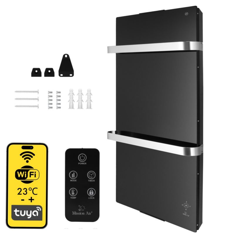 Grzejnik konwektorowy NEAPOL 1200W WiFi Mission Air Czarny 1szt