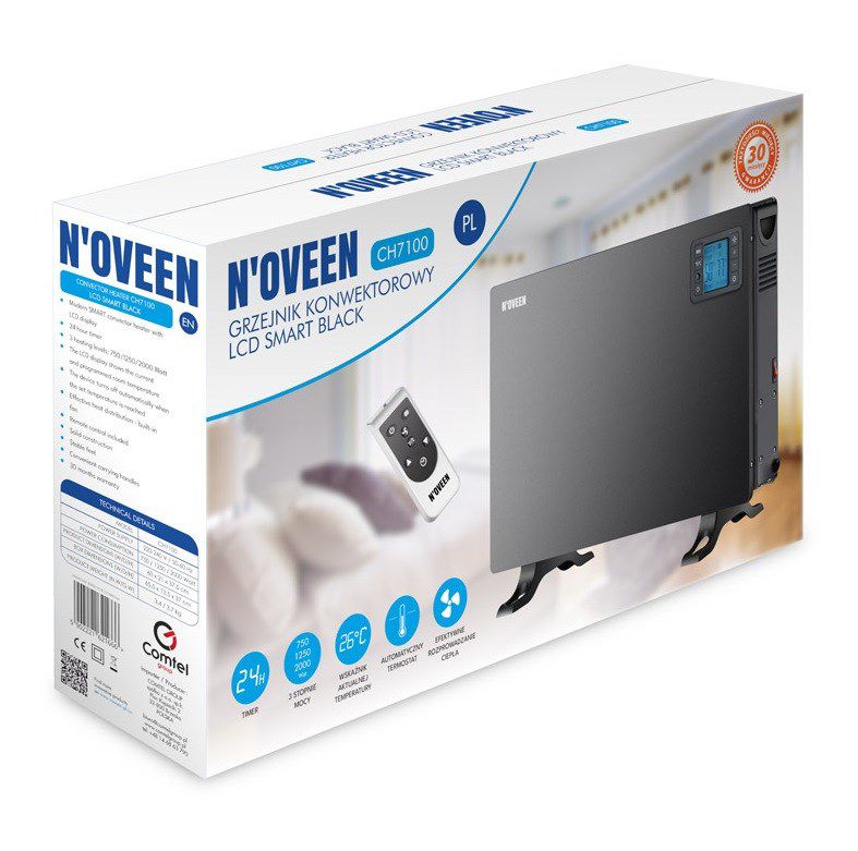 Grzejnik Konwektorowy Noveen CH7100 LCD Smart Black 2000 W czarny 60x21x37,5 cm 1 szt.