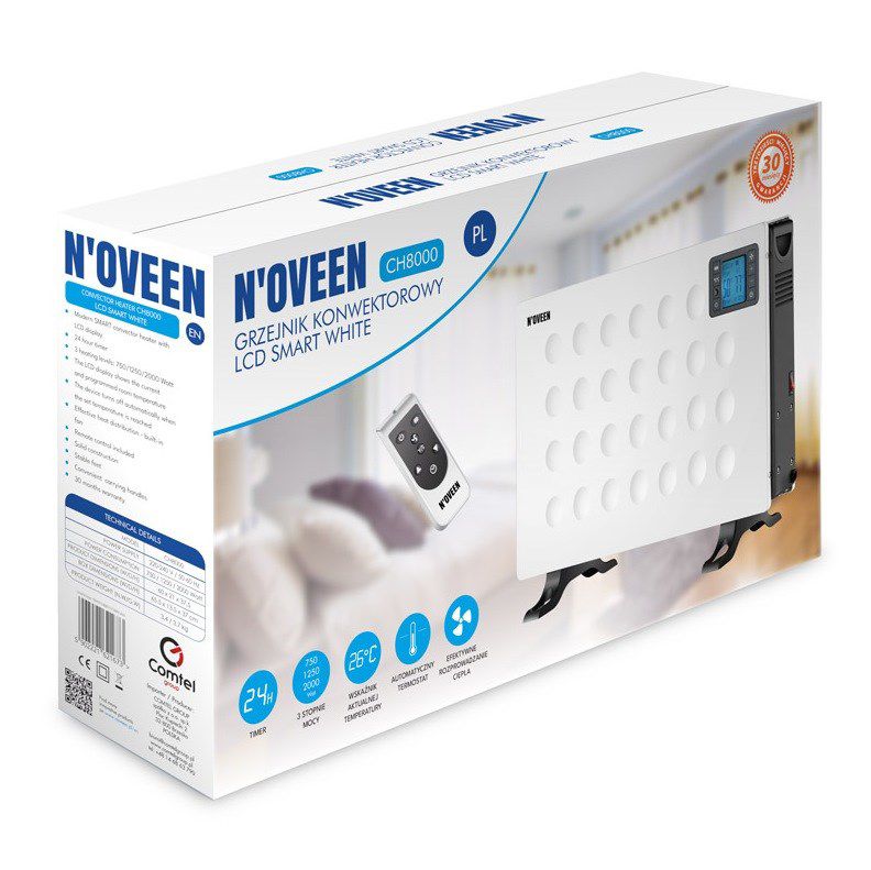 Grzejnik konwektorowy Noveen CH8000 LCD Smart White 2000 W biały 60x21x37,5 cm 1 szt.
