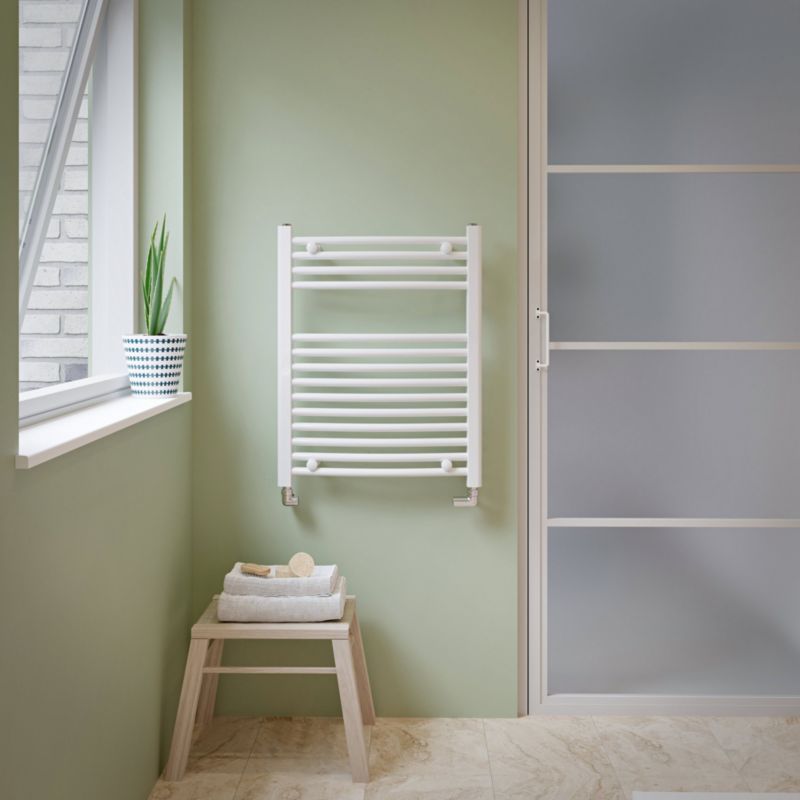 Grzejnik łazienkowy GoodHome profilowany 70 x 55 cm biały