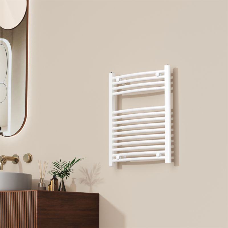 Grzejnik łazienkowy GoodHome profilowany 70 x 55 cm biały