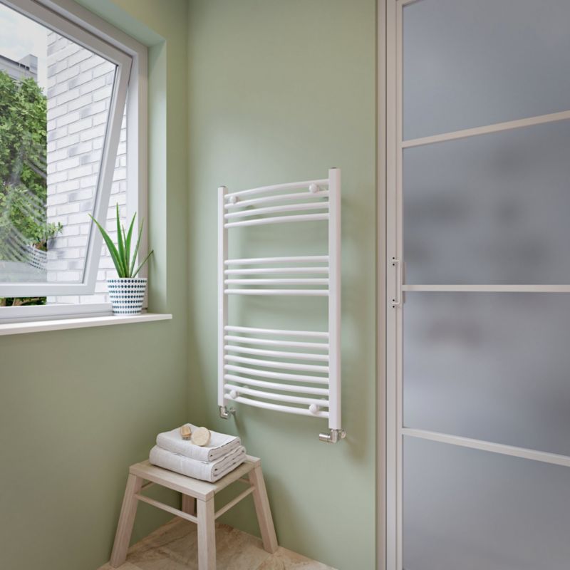 Grzejnik łazienkowy GoodHome profilowany 70 x 55 cm biały